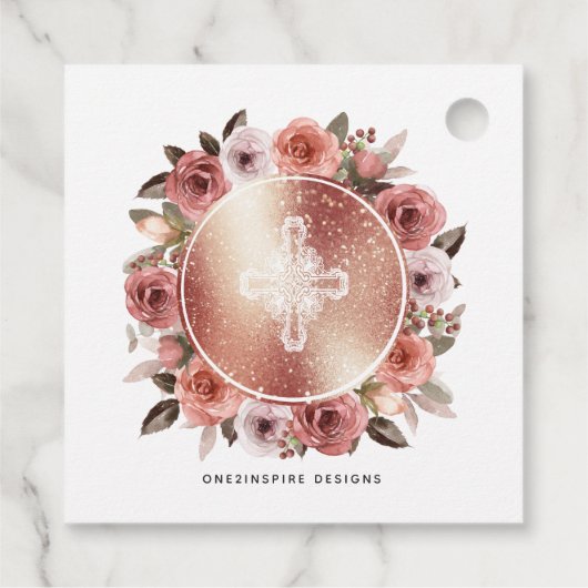 Spaans, Meisje Dop Roos Goud, Blozen Bloemen Bedankjes Labels (Achterkant)