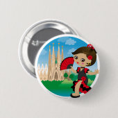 Spaans meisje ronde button 5,7 cm (Voorkant /achterkant)