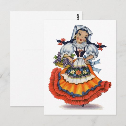  Spaans meisje traditioneel Briefkaart voor kledin (Voorkant / Achterkant)