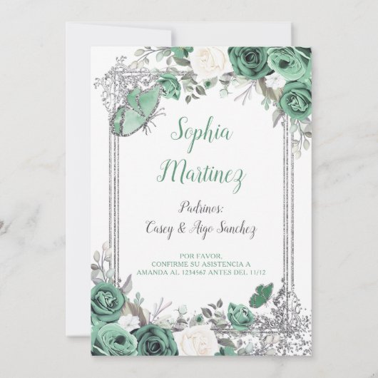 Spaans Meisje Wijze Groen Zilver Presentacion 3 An Kaart (Achterkant)