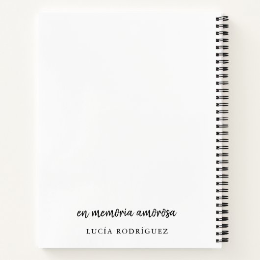 Spaans Memorial Keepsake Notitieboek met foto (Achterkant)