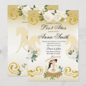 Spaans Mexicaans 3 jaar Gouden Charra Meisje Kaart (Voorkant / Achterkant)