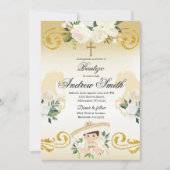 Spaans Mexicaans Doopsel Charro Gold Uitnodiging (Voorkant)