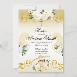 Spaans Mexicaans Doopsel Charro Gold Uitnodiging