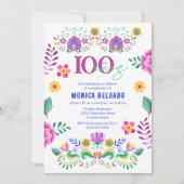 Spaans Mexicaans Fiesta Floral 100ste verjaardagsf Kaart (Voorkant)