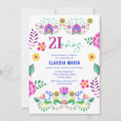 Spaans Mexicaans Fiesta Floral 21ste Verjaardagsfe Kaart (Voorkant)