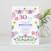 Spaans Mexicaans Fiesta Floral 30ste verjaardagsfe Kaart (Staand voorkant)
