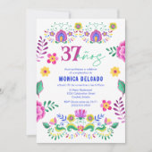 Spaans Mexicaans Fiesta Floral 37e verjaardag Kaart (Voorkant)