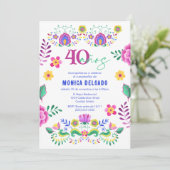 Spaans Mexicaans Fiesta Floral 40ste verjaardagsfe Kaart (Staand voorkant)