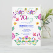 Spaans Mexicaans Fiesta Floral 70ste verjaardagsfe Kaart (Staand voorkant)