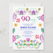 Spaans Mexicaans Fiesta Floral 90ste verjaardagsfe Kaart (Voorkant)