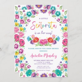 Spaans Mexicaans Floral Senorita Baby shower Meisj Kaart