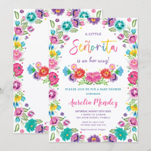 Spaans Mexicaans Floral Senorita Baby shower Meisj Kaart