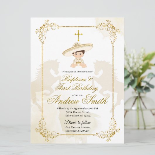 Spaans Mexicaans goudhandvest voor baptisme en fee Kaart (Staand voorkant)