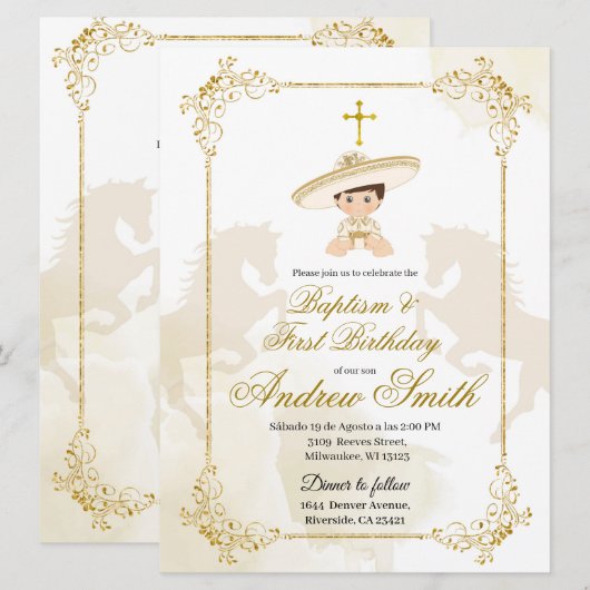 Spaans Mexicaans goudhandvest voor baptisme en fee Kaart (Voorkant / Achterkant)