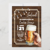Spaans Mexicaans Man Beer Salud Verjaardagsuitnodi Kaart (Voorkant)