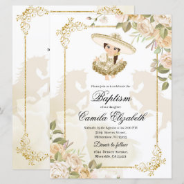 Spaans Mexicaans meisje met charra Baptisme Kaart