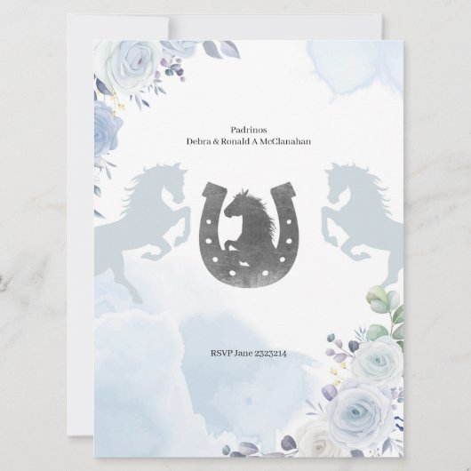 Spaans Mexicaans Silver Charro Baptism Uitnodiging (Achterkant)