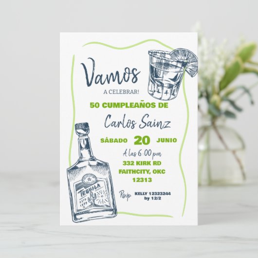 Spaans Mexicaans Tequila Man Verjaardagsfeest Kaart (Staand voorkant)