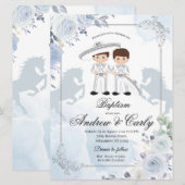 Spaans Mexicaans zilver Twin Charro Baptisme Kaart (Voorkant / Achterkant)