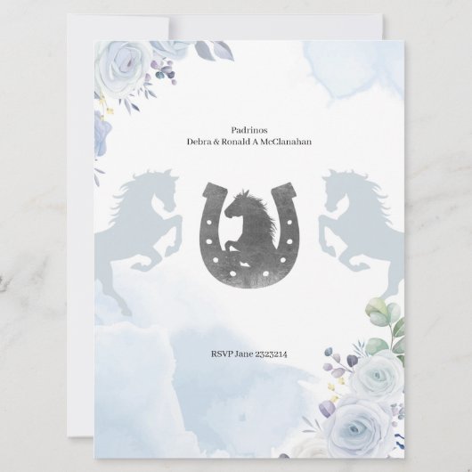 Spaans Mexicaans zilver Twin Charro Baptisme Kaart (Achterkant)