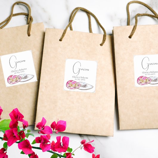 Spaans, Mexicaanse bruiloft gunst Hacienda Gracias Vierkante Sticker