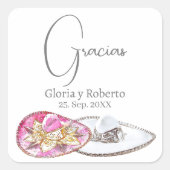 Spaans, Mexicaanse bruiloft gunst Hacienda Gracias Vierkante Sticker (Voorkant)