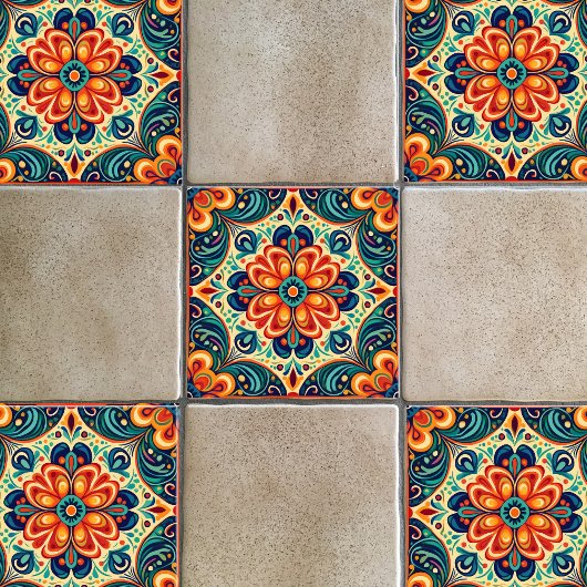 Spaans Mexicaanse Modern Fusion Bloemen Tegeltje