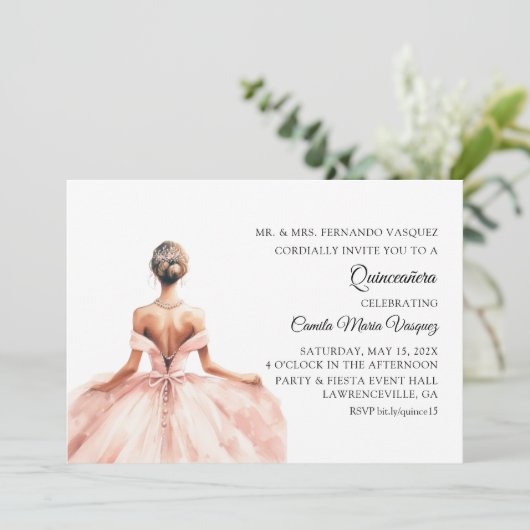 Spaans Mis Quince Prinses 15e Verjaardagsfeest Kaart (Staand voorkant)