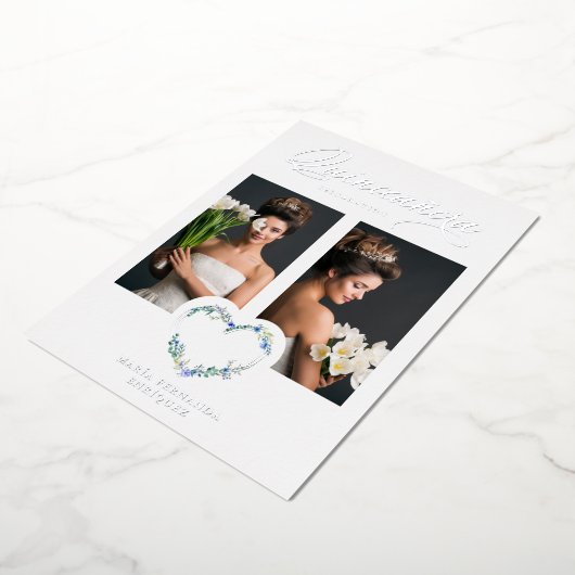 Spaans Mis XV años Romantic Blue Shades Heart Folie Uitnodiging (Gedraaid)