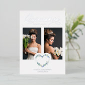 Spaans Mis XV años Romantic Blue Shades Heart Folie Uitnodiging (Staand Voorkant)