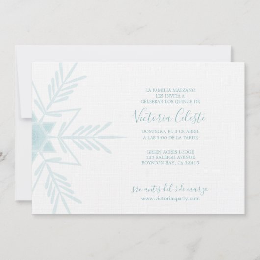 SPAANS modern blauw WINTER WONDERLAND quinceañera Kaart (Voorkant)