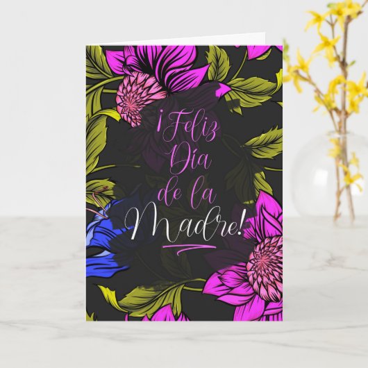 SPAANS Moederdag Vette botanische bloemen Kaart (Gele Bloem)