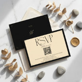 Spaans Monogram Crème en Zwarte Trouw QR-code RSVP Kaartje
