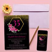 Spaans Mooie Zwart Goud Roze 35e Verjaardag Kaart