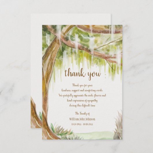 Spaans Mos Sympathie Dank u kaart (Voorkant / Achterkant)