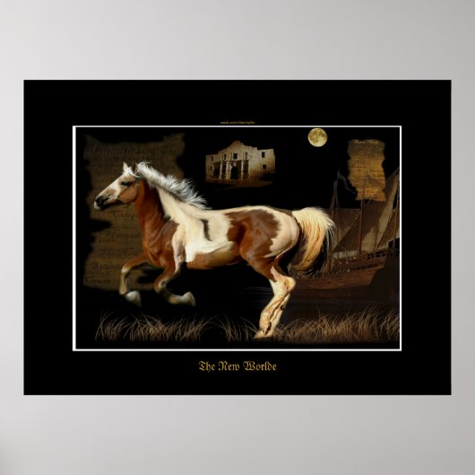 Spaans Mustang New Worlde Horse-lover Print (Voorkant)