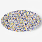 Spaans Navy Geel Tegel mediterraan bruiloft V2 Papieren Bordje (Gekanteld)