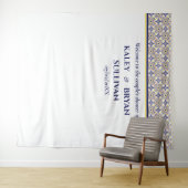 Spaans Navy Yellow Tegel douche Foto Achtergrond v Wandkleed (In Situ (horizontaal))