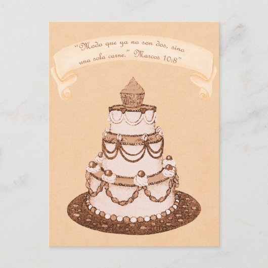 Spaans niet langer 2-1 vlees ~ Trouwtaart Schrift Briefkaart (Voorkant)