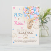 Spaans Nino o Nina Beer Balloon Geslacht Onthullen Kaart (Staand voorkant)