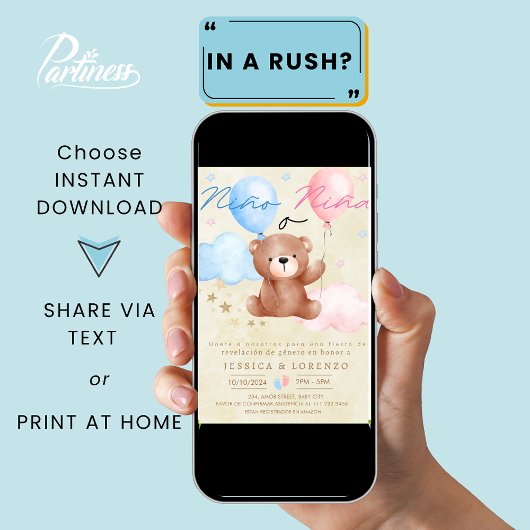 Spaans Nino o Nina Beer Balloon Geslacht Onthullen Kaart