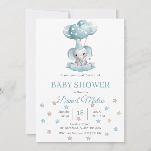 Spaans Olifant Baby shower Kaart (Voorkant)