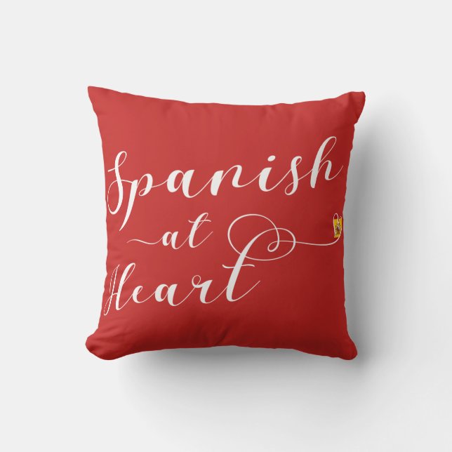 Spaans op het heart Throw Cushion, Spanje Kussen (Voorkant)