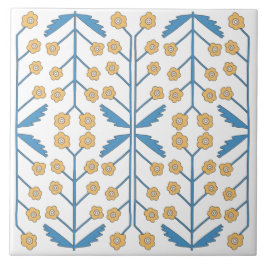 Spaans Oranje Blauw Roze Floral Middellandse Zee Tegeltje