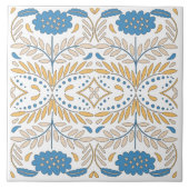 Spaans Oranje Blauw Roze Floral Middellandse Zee Tegeltje (Voorkant)