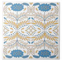 Spaans Oranje Blauw Roze Floral Middellandse Zee