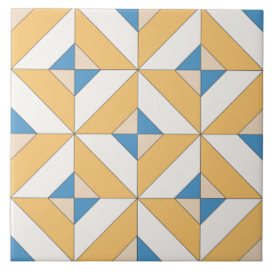 Spaans Oranje Blauw Roze Geometrisch Mediterraan Tegeltje