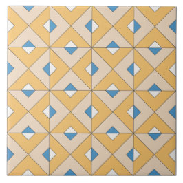 Spaans Oranje Blauw Roze Geometrische Middellandse Tegeltje