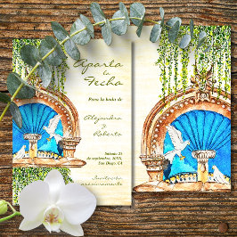 Spaans, originele Waterverf oude Mexicaanse fontei Save The Date